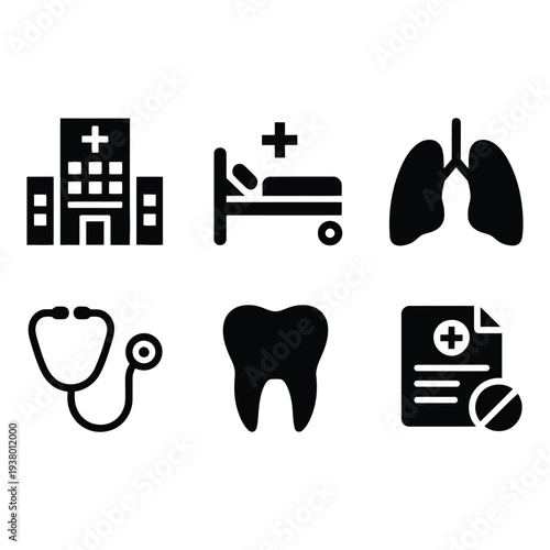 Comprehensive Set of Medical Icons for Health Services and Patient Support