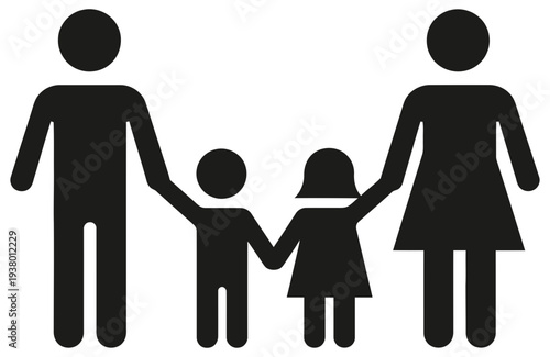 Family silhouette icon isolated on transparent background for social design