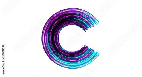 Purple blue glowing neon ring abstract shape