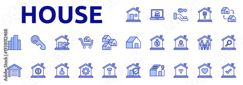 House icon color lineal style with house, property, key, renovation, property exchange, building, mortgage icons