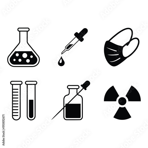 Essential Science and Healthcare Research Icons for Medical and Laboratory Applications