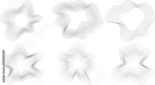 Futuristic sound wave particle mesh audio music equalizer icons with lines and dots, neon circular sound wave frames icons, Audio beat symbol concept Vector