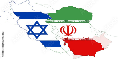 Israel and Iran map illustration symbolizing geopolitical tension and rivalry