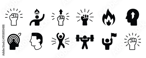 Motivational icons for success and empowerment in business and personal growth