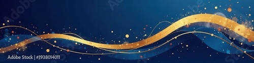 Abstract gold wave on navy blue Premium vector art for wall d?cor & packaging , glitter, template, elegant