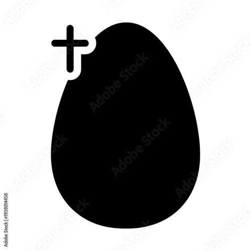Easter sunday symbolism black easter egg with cross on white background