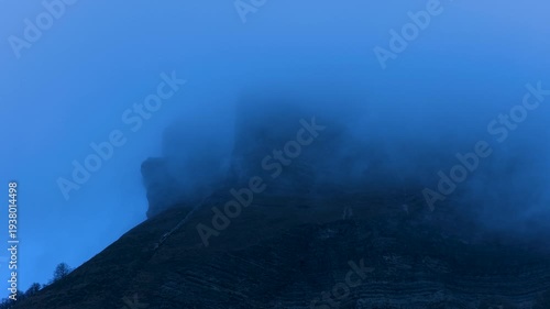 Aerial view from a drone of the Beriain Waterfall in the Sierra de San Donato near Huarte-Araquil in the Sierra de Andia. Navarre. Spain. Europe