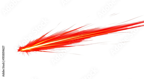 Red light streak effect abstract shooting star on transparent background