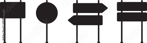 set of blank road sign icons on white background