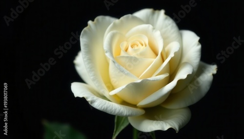 Isolated creamy white rose, soft petals, dark backdrop, elegant detail , texture, botanical