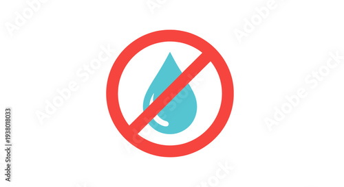 No water sign with a blue drop in a red circle.