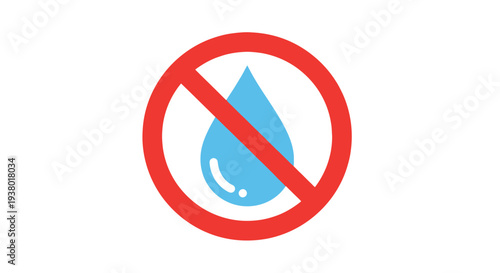 No water sign with a blue drop and red circle.