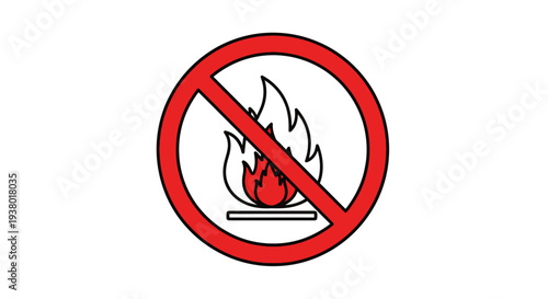 No open flames sign prohibiting fire safety warning symbol.