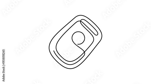 Single Continuous Line Car Key Fob with Button Minimal Auto Vector Illustration