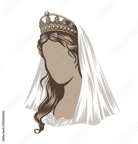 Elegant Bride Veil Vector Illustration