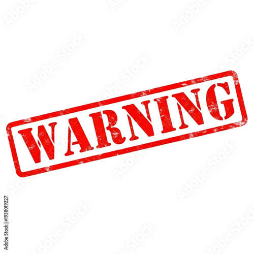 Red Warning Stamp on White Background
