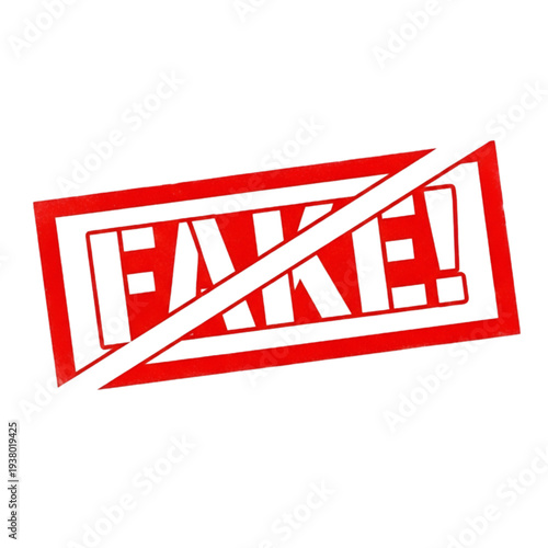 Red Fake Stamp with White Background and Diagonal Line