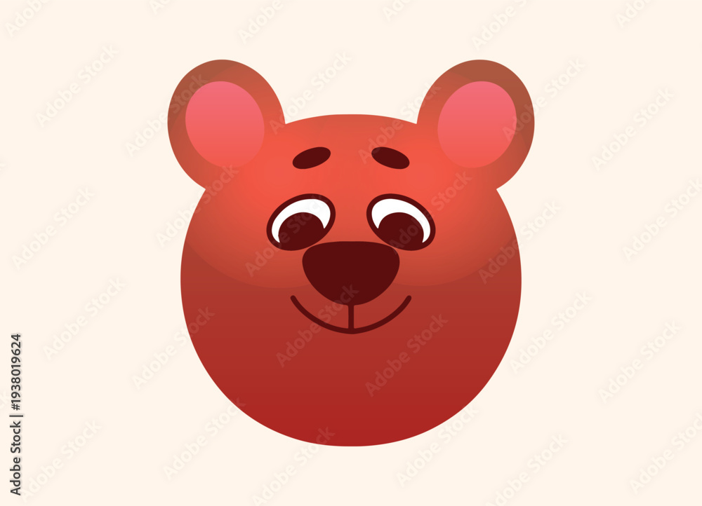 Obraz premium Cute Bear Face Character Illustration. Simple Cartoon Animal Head In Childlike Style With Soft Gradient Colors. Funny Kids Design For Nursery, Posters, Stickers And Children Projects.