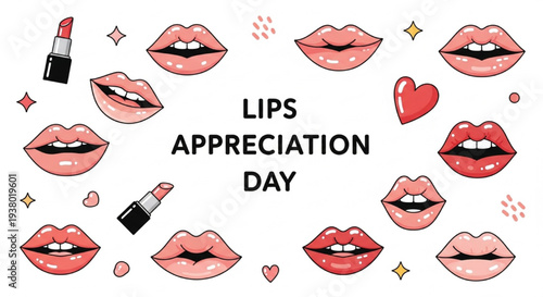 Stylized Lips Vector Illustration for Lips Appreciation Day