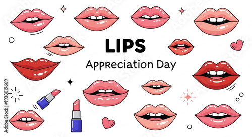 Stylized Lips Vector Illustration for Lips Appreciation Day