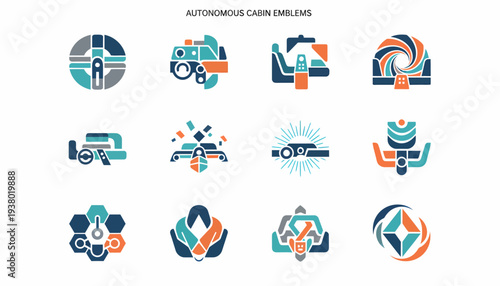 Autonomous Driving Icons - Modern Tech Symbols