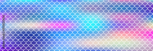 Cute mermaid scales pattern with rainbow gradient. Pink iridescent fish scale texture for girlie princess designs, magical underwater backgrounds, and fantasy invitations.