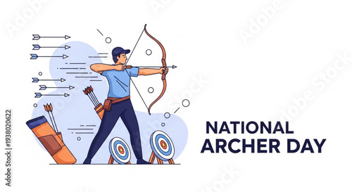Archer in Action Vector Illustration for National Archer Day
