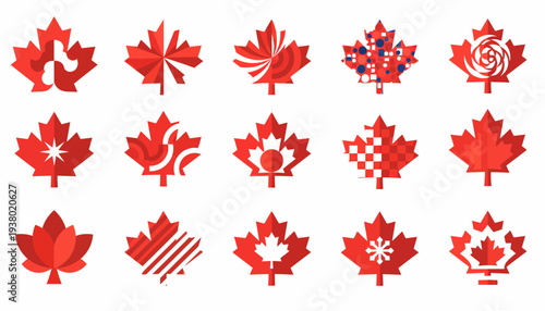 Canadian Maple Leaf Icons, Diverse Designs