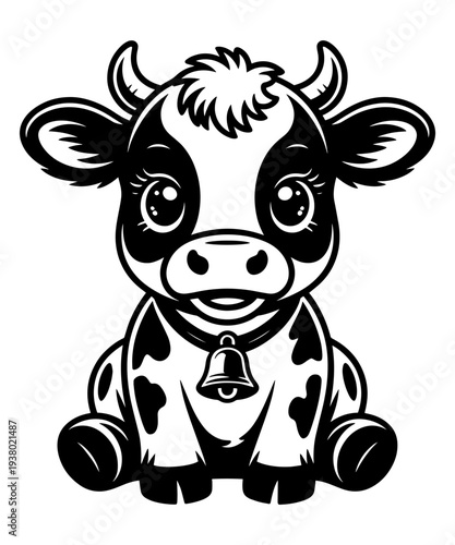 "Adorable Cow with a Bell" - Cute Farm Animal