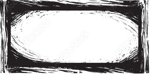 Black ink brush stroke frame with white center