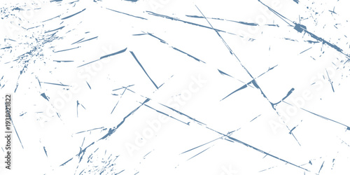 Blue abstract scratches and splatters on white background