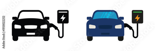 Electric car charging symbol. Transparent PNG and vector illustration