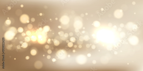 Golden sparkle abstract with soft cream gradient and delicate bokeh effect. Luxurious champagne-toned texture features elegant light patterns perfect for cosmetic and beauty projects.