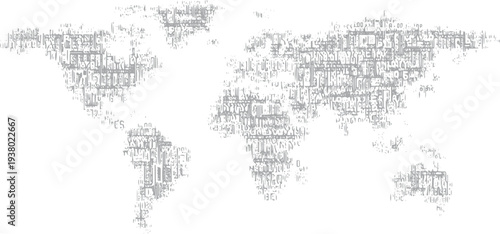Map formed by abstract grey text patterns