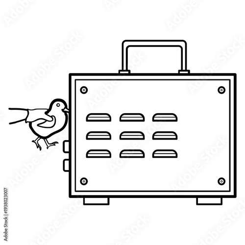 chicken beak trimming device concept, Commercial Chicken Debeaker vector icon design,