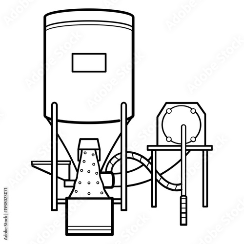 poultry feed processing machine concept, chicken feed distribution equipment vector icon design