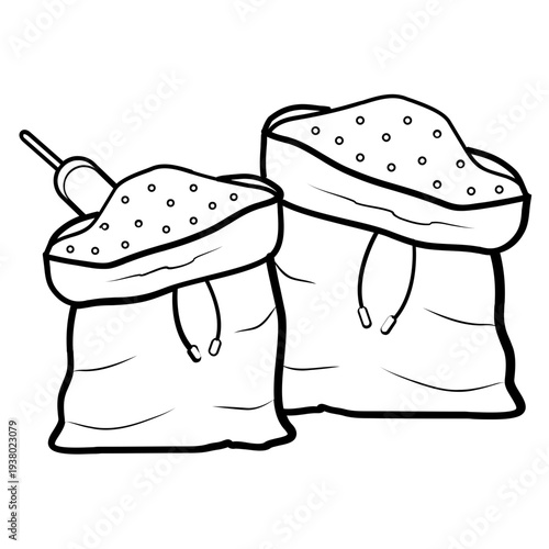 poultry feed storage sacks concept, Farm Supply Grain Bags vector icon design,