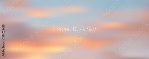 Stunning sky gradient transitions from deep purple to warm orange tones evoking peaceful evening ambiance with delicate cloud textures and abstract light effects ideal for backgrounds.
