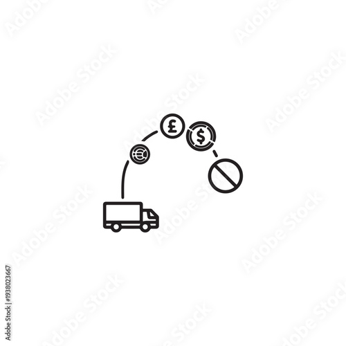 Minimalist Icon of Financial Trade Barriers in Shipping