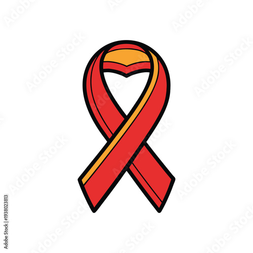 Red and yellow awareness ribbon symbolizing support for health causes