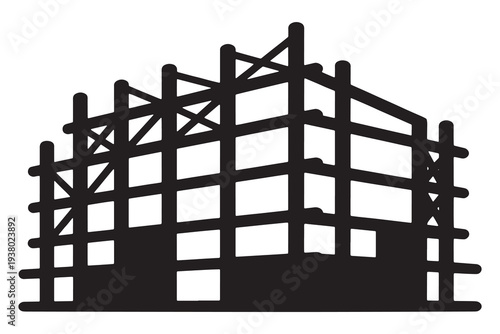 Modern building under construction with scaffolding