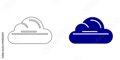 Cloud Storage Archive Icon Representing Digital Data Repository Web Hosting Infrastructure and Network Backup Services in Navy Blue Line Art and Solid Style Vector Graphics