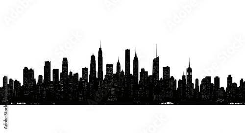 New York City skyline at night with illuminated skyscrapers and buildings cityscape nighttime urban landscape