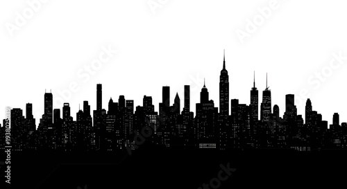 New York City skyline silhouette at night with bright windows nyc cityscape skyscrapers urban architecture