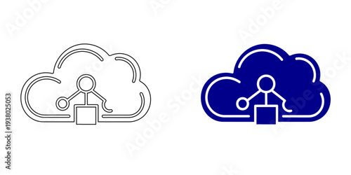 Cloud Sync Refresh Icon Representing Digital Data Update Content Backup and Web Hosting Connectivity in Navy Blue Line Art and Solid Style Vector Graphics