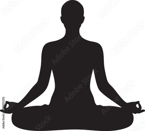Symmetrical Sitting Cross Legged Silhouettes for Meditative Yoga