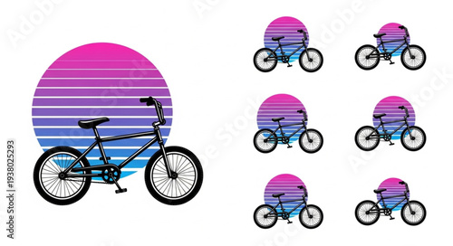 Retro BMX Bicycle with Sunset Graphic.
