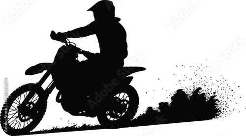Motocross Dirt Bike Rider Silhouette Collection for Extreme Sports Design
