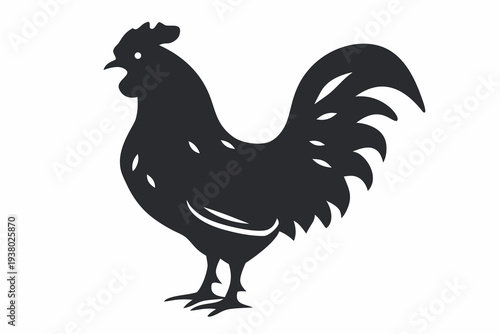 Rooster Silhouette Vector - Farm Animal Bird Icon and Chicken Logo Design