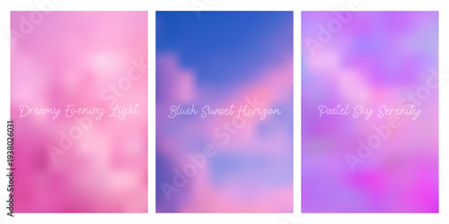 Dreamy pastel gradient blending lavender, cream, and warm sunset hues. Smooth transitions create an elegant minimalist backdrop with watercolor-inspired aesthetic appeal.